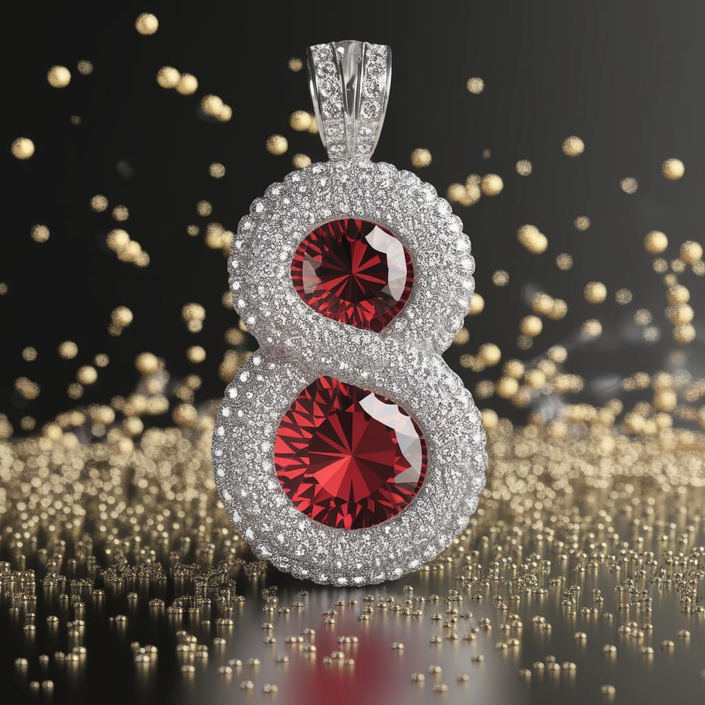 Surreal Fantasy 8-Shaped Diamond Pendant in Crystal and Gold