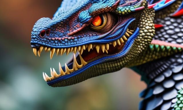 Intricate Dragon's Head in Volcanic Landscape