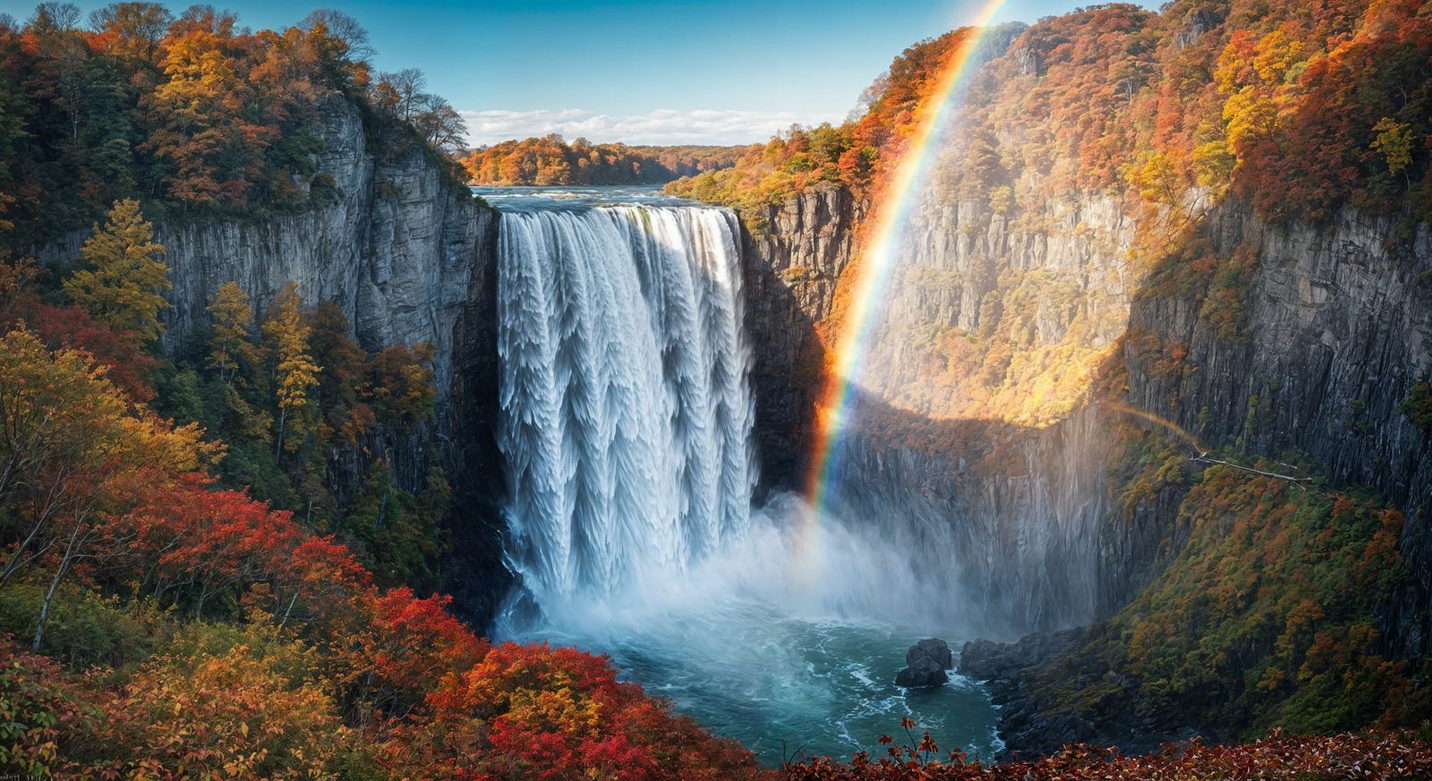 Epic Autumn Waterfall in Dramatic Light