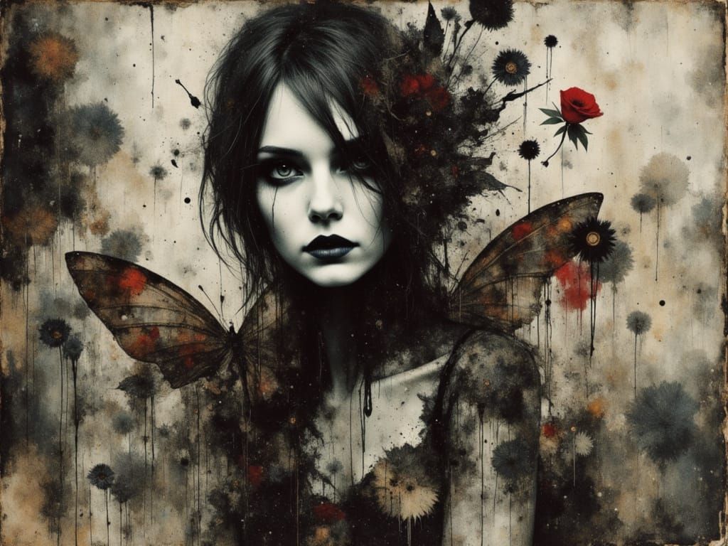 Surreal Female Figure Embodies Chaos in Watercolor and Ink