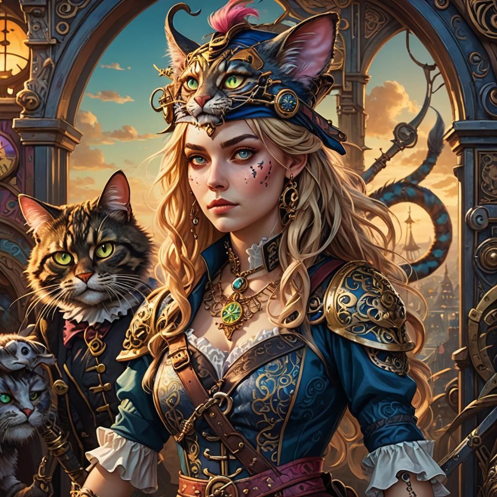 Alice the Pirate: Fantasy Art Nouveau Portrait