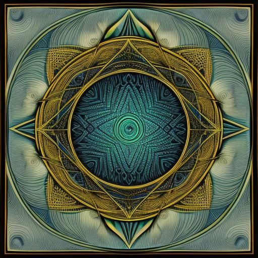 Abstract Vector Fractal of Thoth with 3D Shading