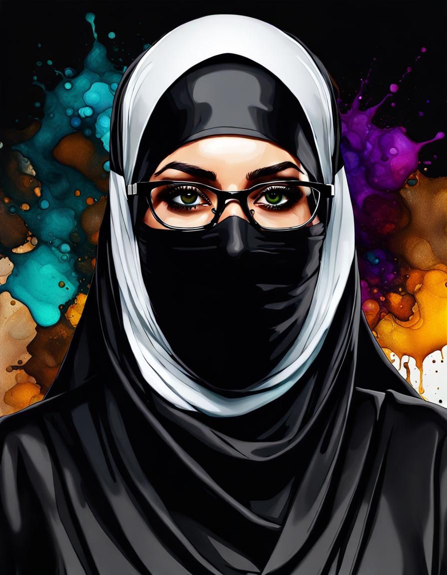 Psychedelic Pop Art Portrait of Niqabi Woman