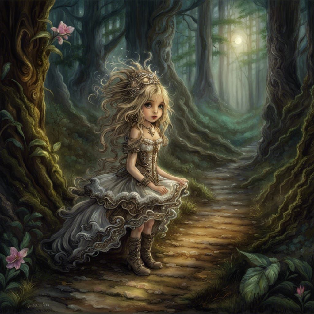 Enchanted Forest Road: Digital Art Painting