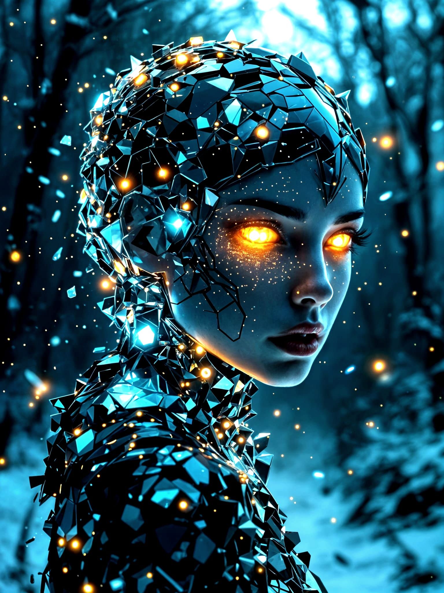 Cosmic DNA Goddess: Metallic Cells and Bioluminescence