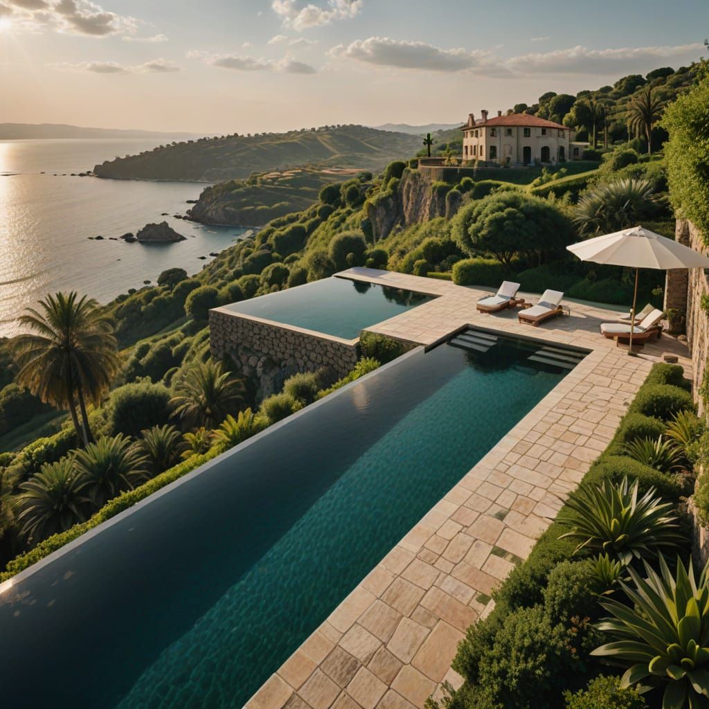 Luxury Villa Basks in Golden Hour Light
