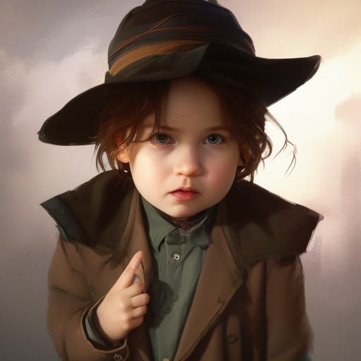 Baby Detective Portrait in Hyperdetailed Digital Art