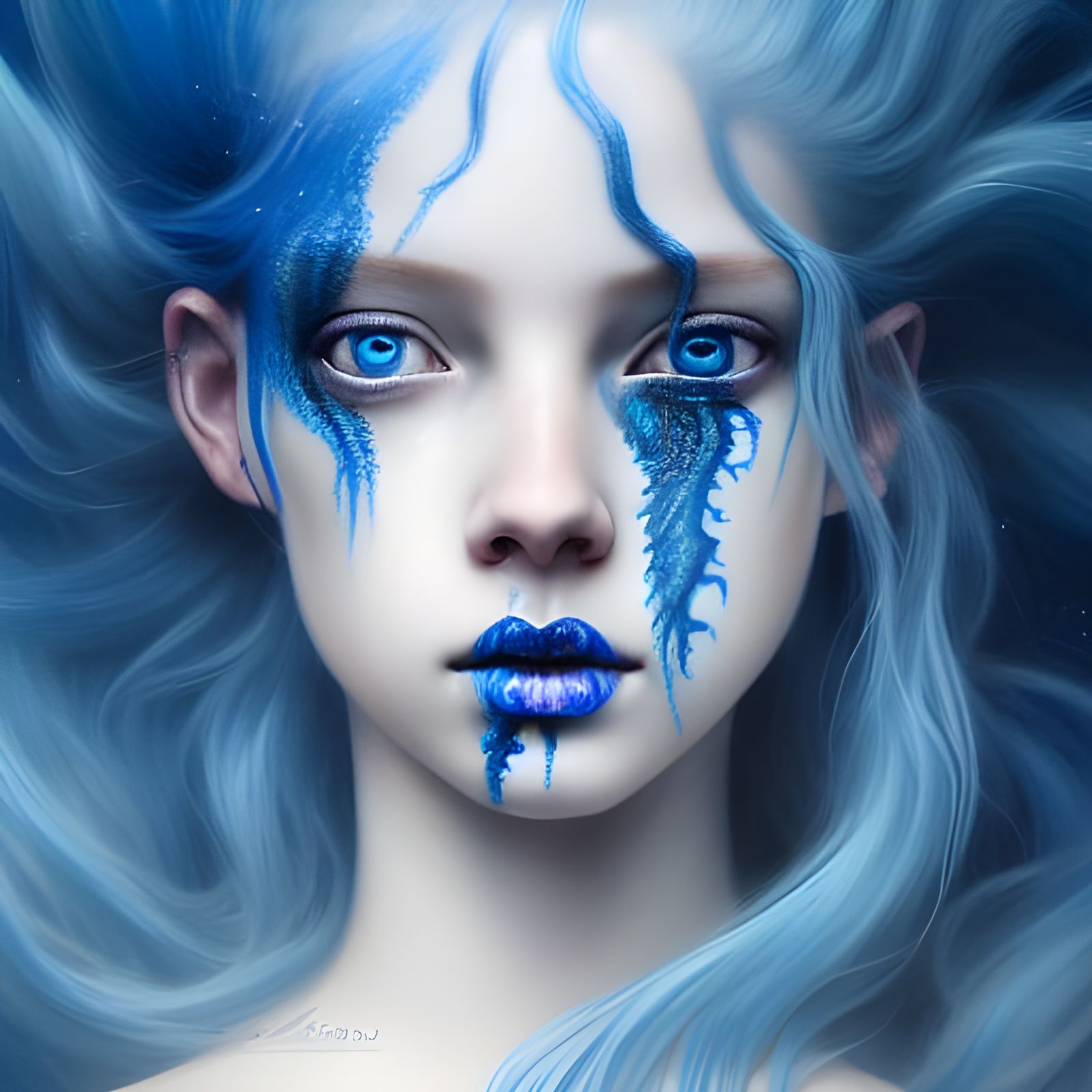 Halloween Mermaid Portrait in Holographic Style