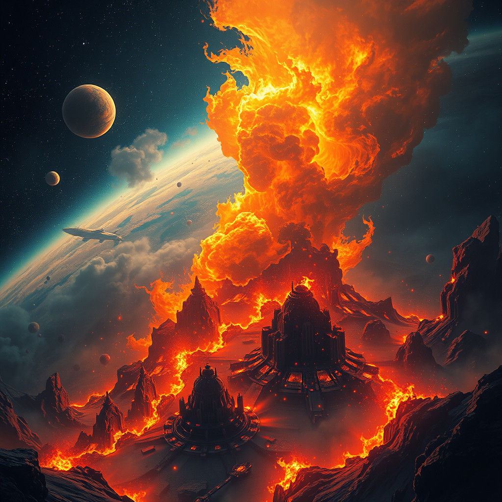 Cosmic Inferno: A Matte Painting of the Universe