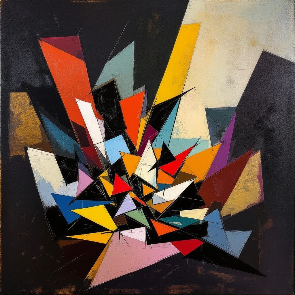 Abstract Expressionist Shapes Reforming in Brutalist Void