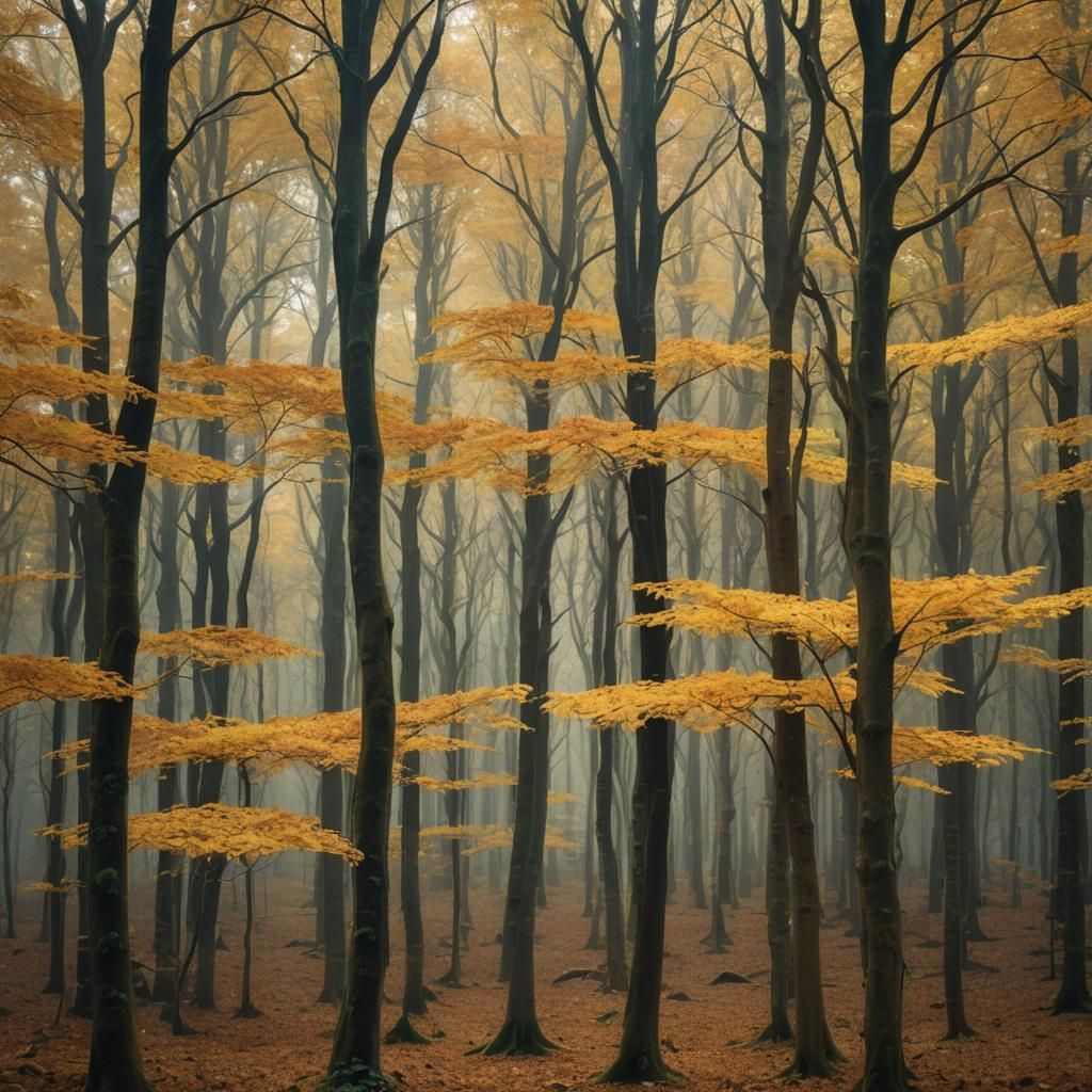 Autumnal Forest Scene with Gothic Elements