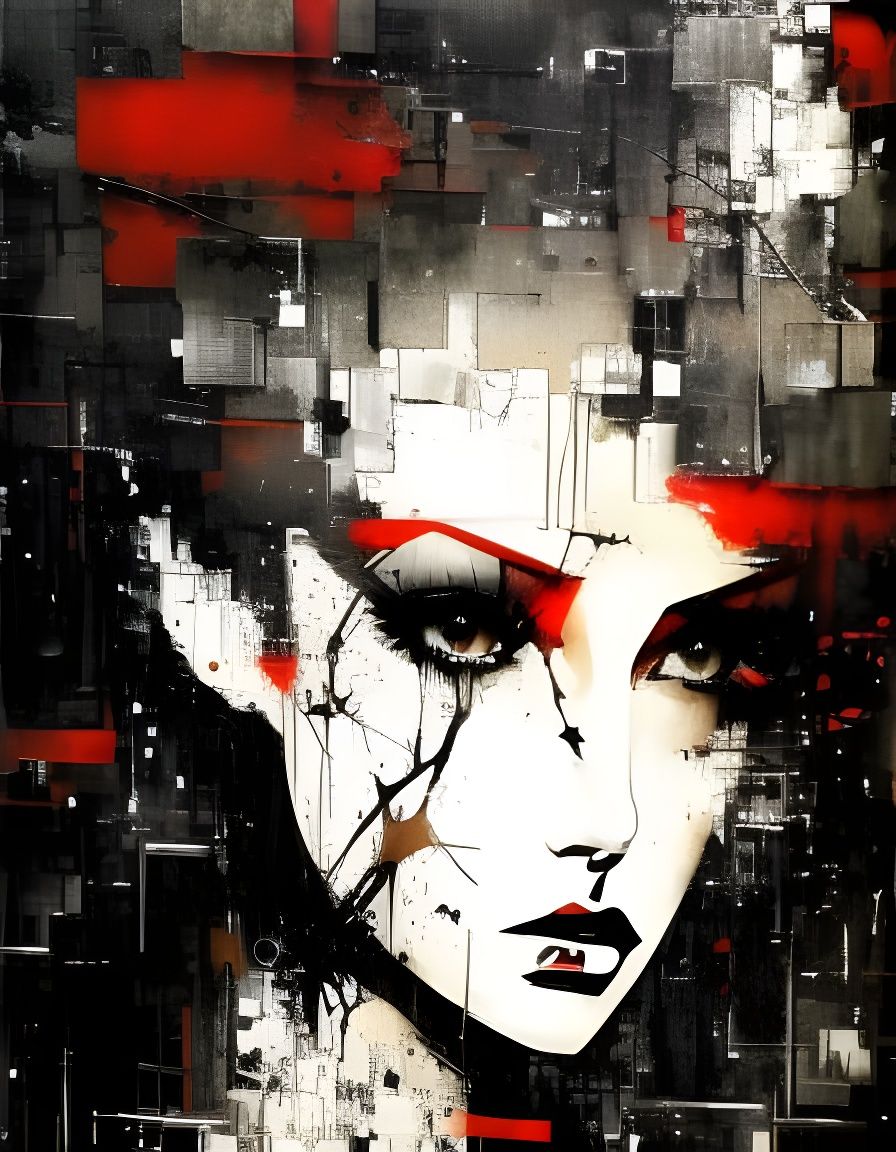 Portrait of a Beautiful Woman in a Sketchy Style