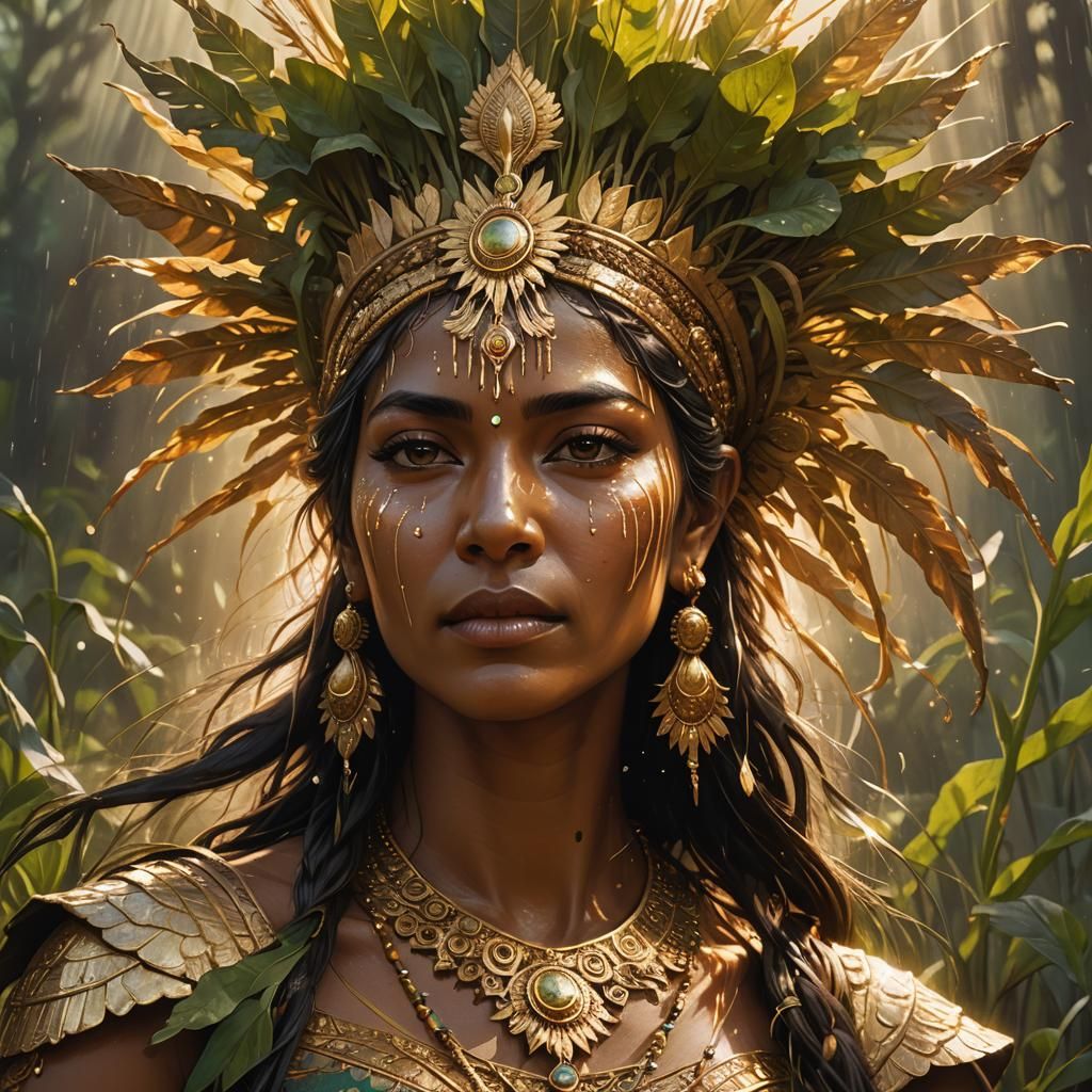 Indian Goddess Sowing Fields in Hyperrealistic Style