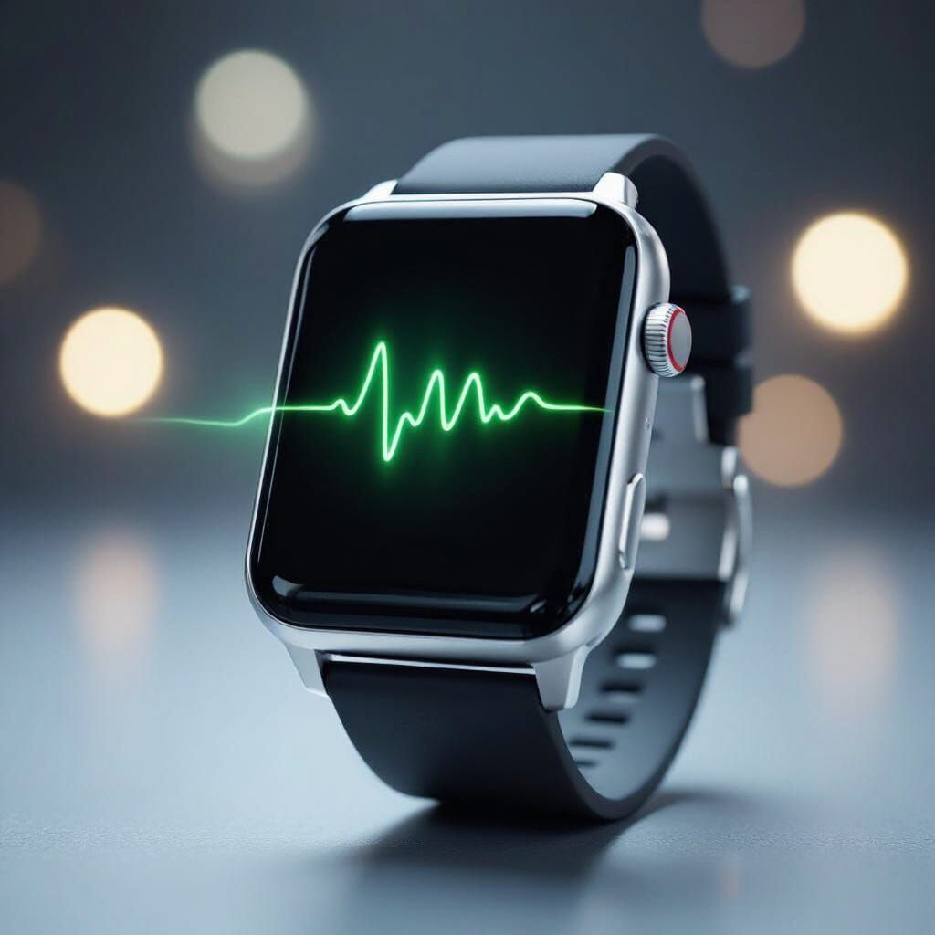 Modern Smartwatch Shows Pulse and Heatwave