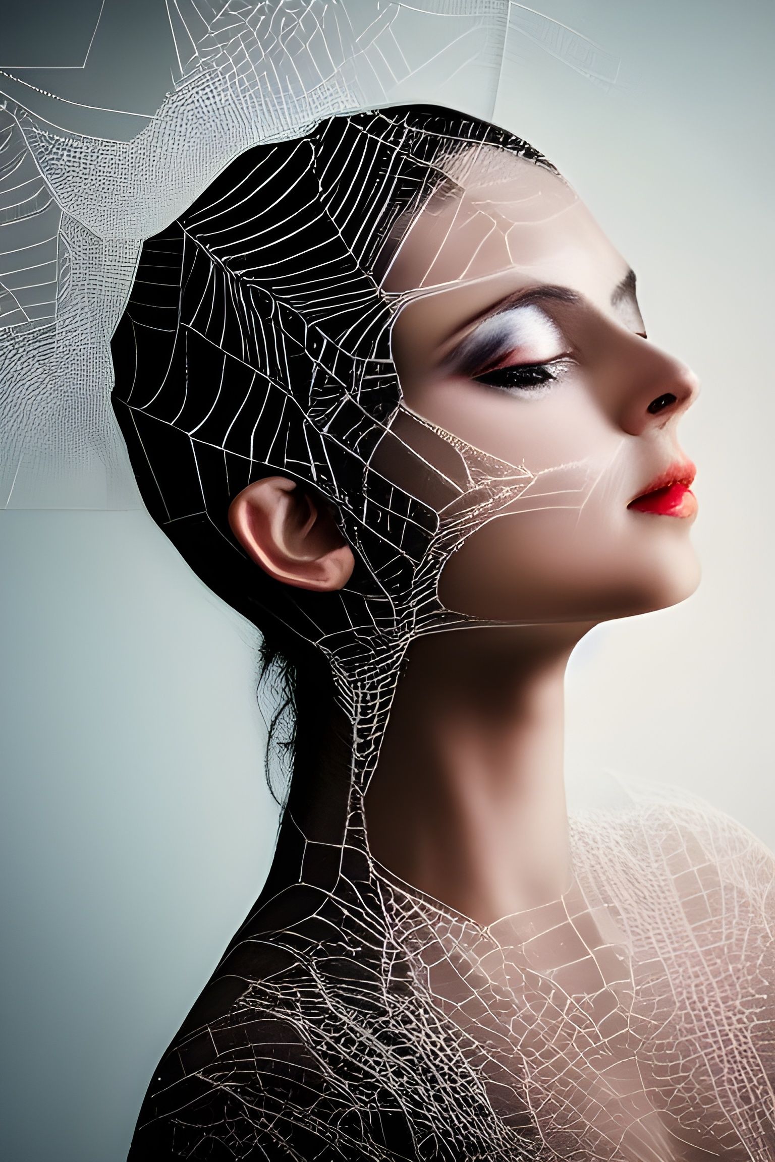 Spider Queen Portrait with Webbed Silks