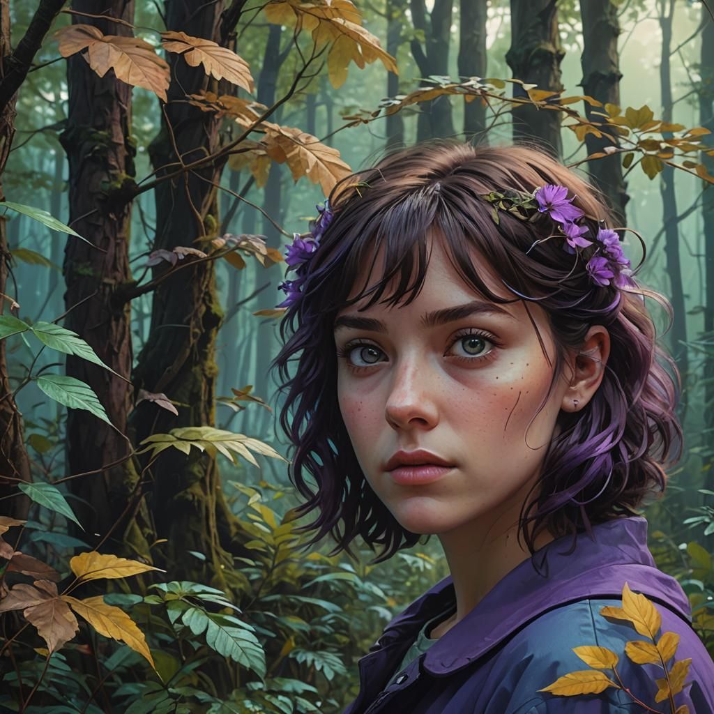 Mystical Forest Girl Portrait in Digital Matte Painting