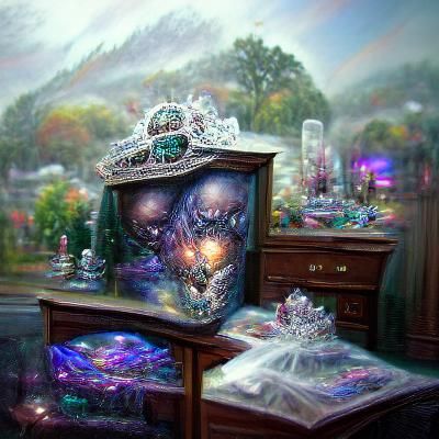 Jeweled Crown and Treasure, Sinister Fantasy Art
