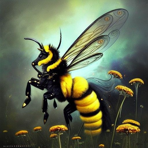 Adorable Bee Centaur Hybrid with Flying Wings