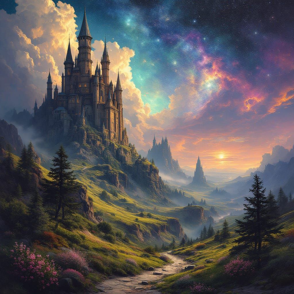 Cosmic Wonderland Landscape in Photorealistic Style