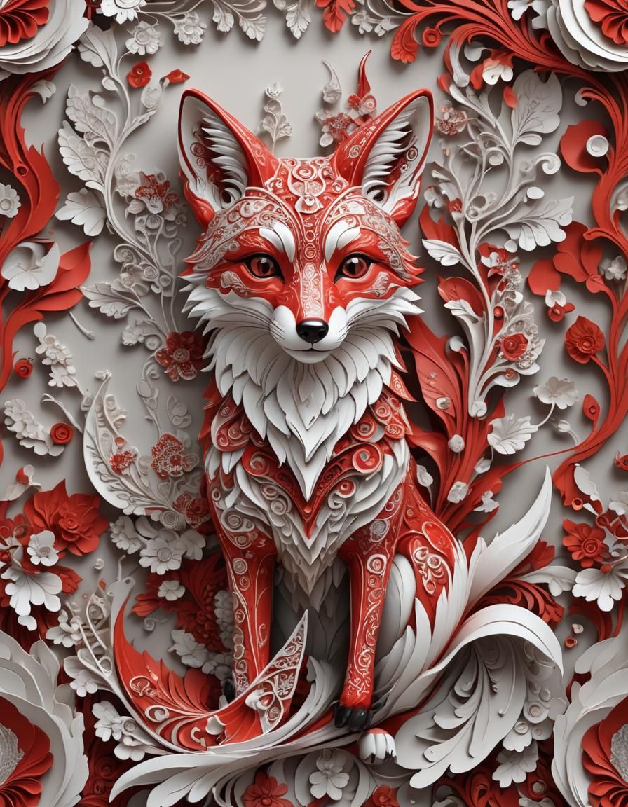 Wedgewood China Fox in 3D Rendering