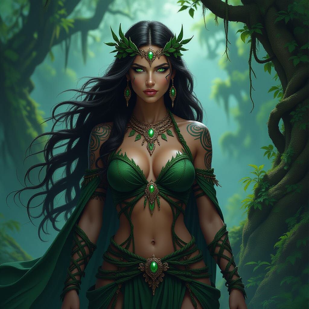 Celtic Goddess of the Ancient Forest, Dark Fantasy Art