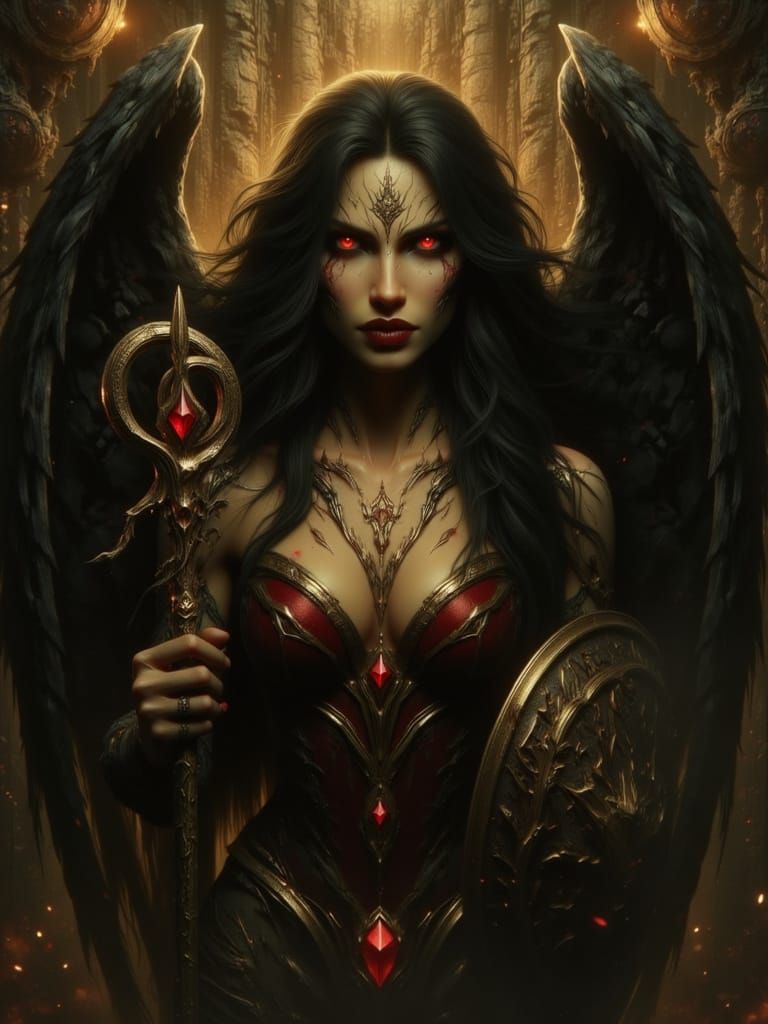 Dark Fantasy Warrior in Crimson Armor