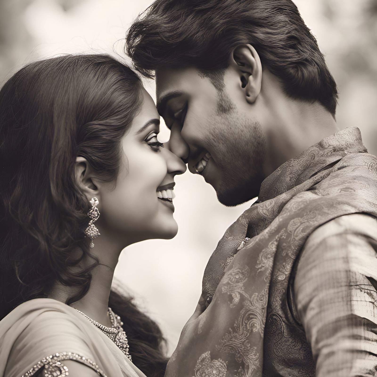 Loving Bengali Couple Sharing a Sweet Moment