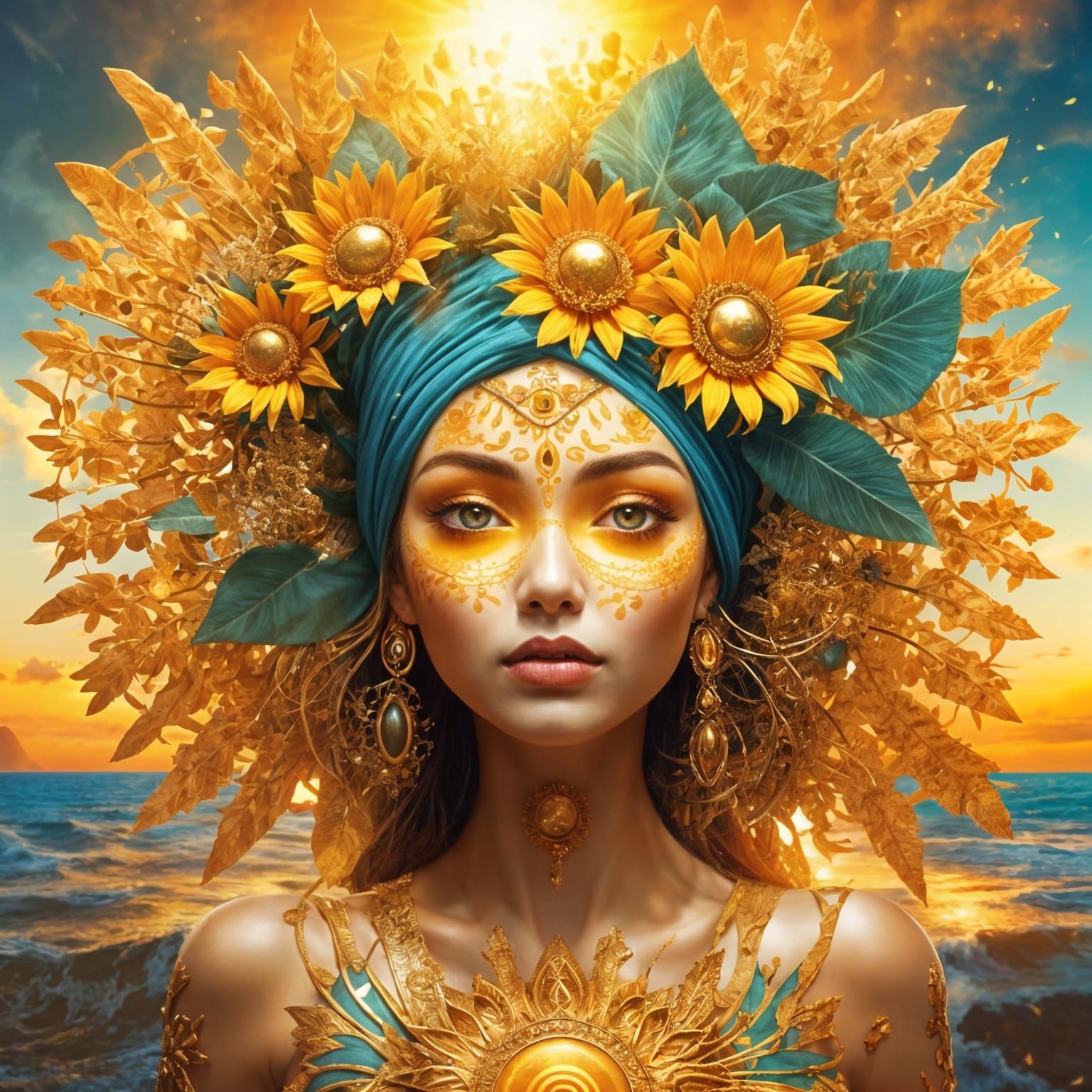 Radiant Sun Goddess Emanating Positivity