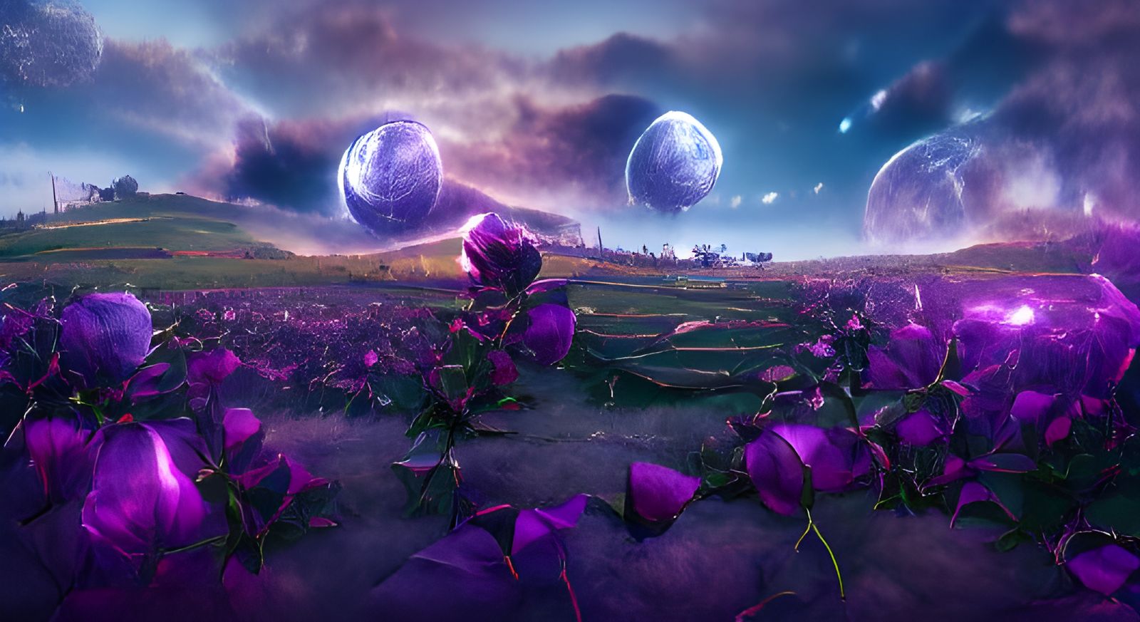 Purple Roses in a Field