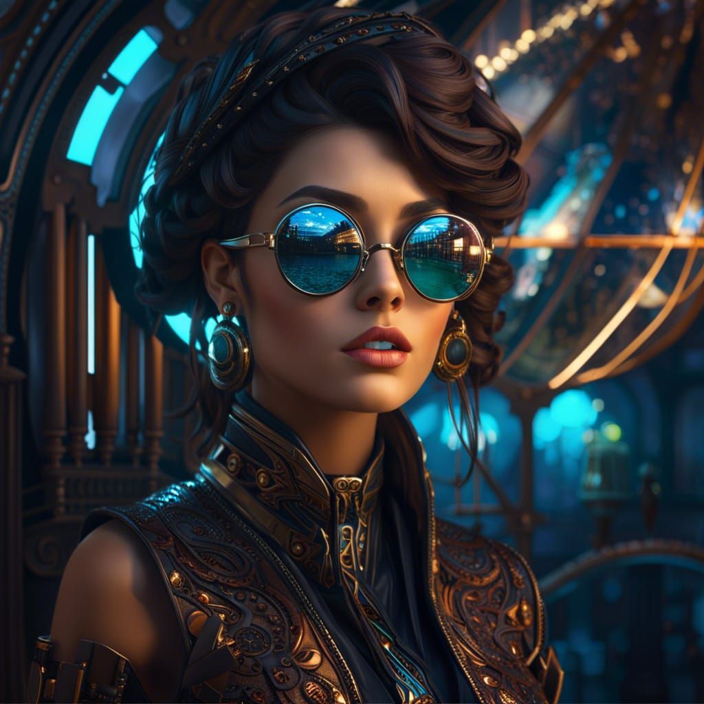 Galactic Eyewear: A Futuristic Steampunk Portrait