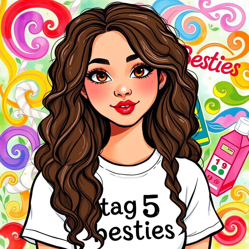 Vibrant Female Avatar with Whimsical Besties