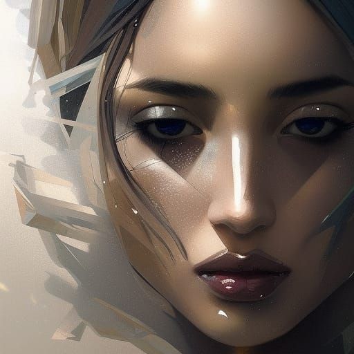 Smoky Quartz Portrait in Art Nouveau Style