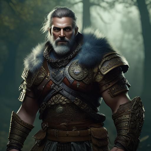 Barbarian Warrior Portrait in Heroic Fantasy Style