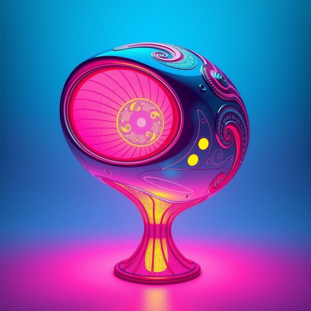 Fantastic and futuristic psychedelic style supersonic lamp