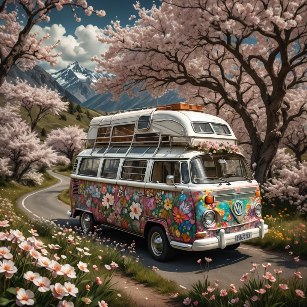 Fairytale Road Trip Campervan with Volumetric Lighting