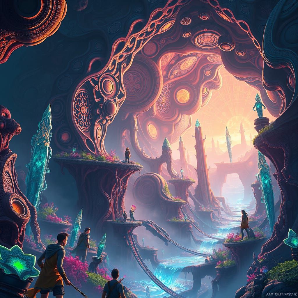 Surreal Fantasy Realm Unveils Mystical Patterns and Textures