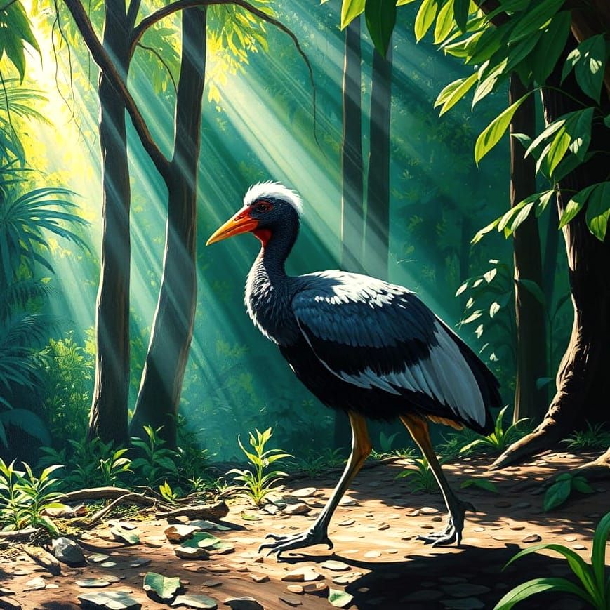 Dodo in 17th Century Mauritian Forest Landscape in Acrylic