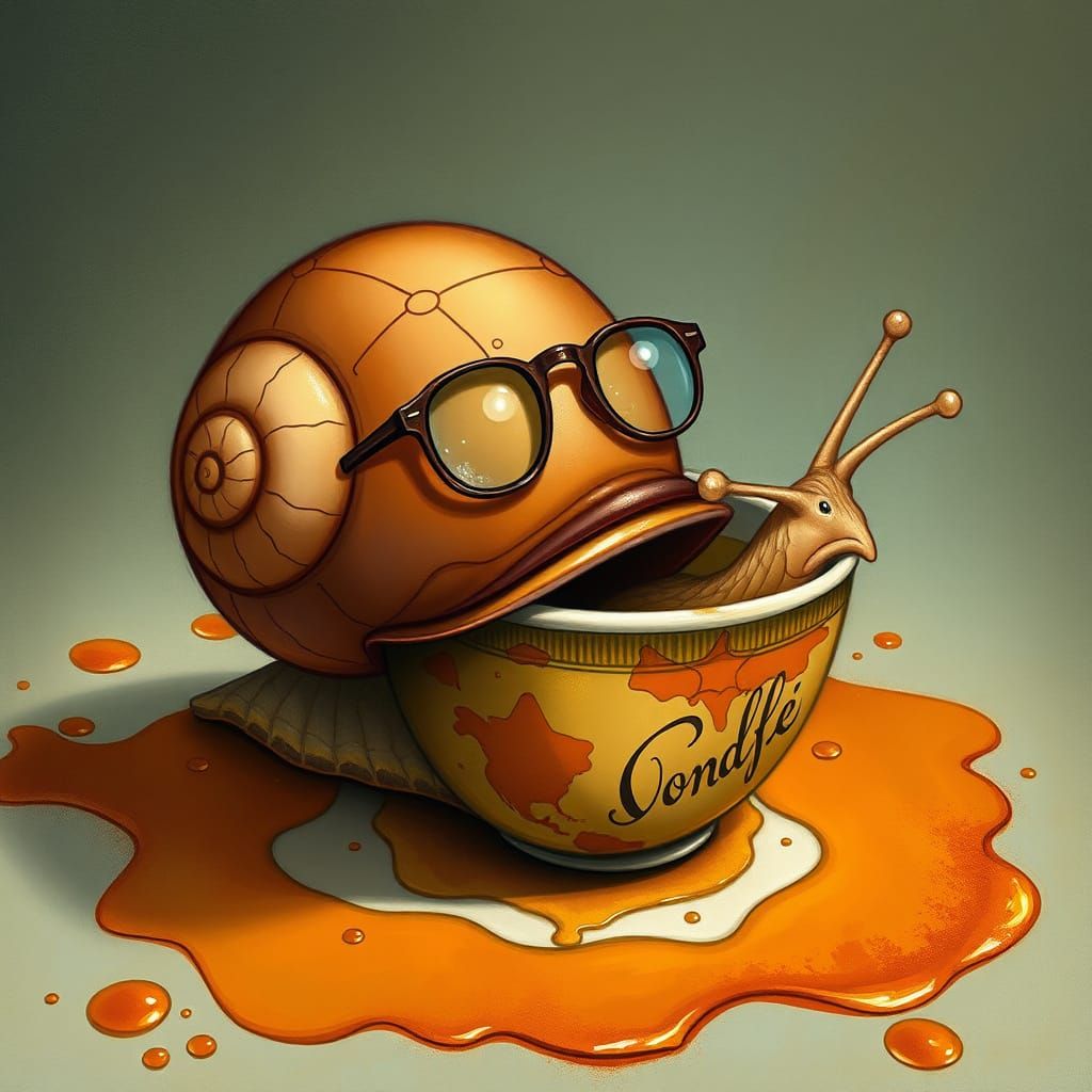 Snail Astronomer Charts Stars in Teacups