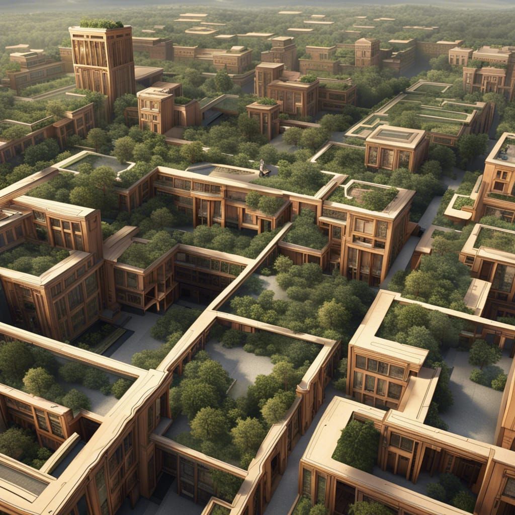 Futuristic Glass City Inspired by Optical Art