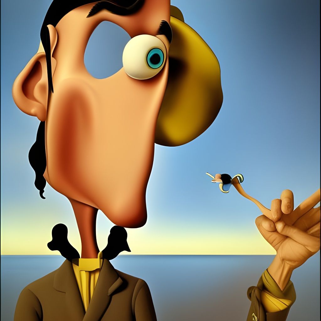 Dali as Pixar Character in Surreal Fantasy