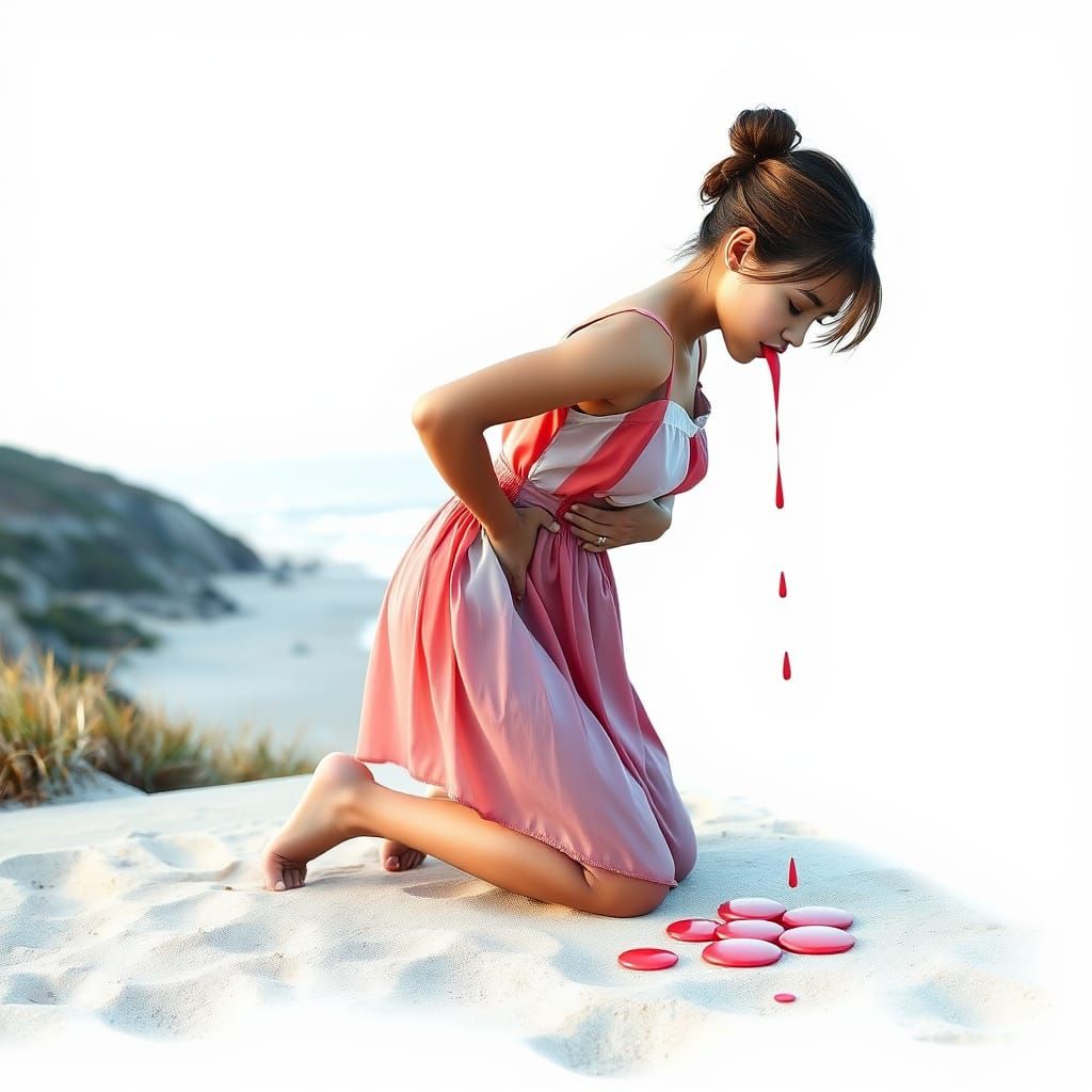 Surreal Morning Beach Scene in Pastel Colors