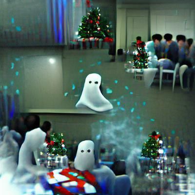 Ethereal Ghost Christmas Party Scene
