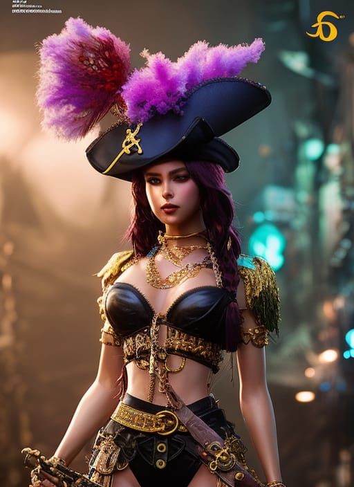 Alluring Pirate Girl in Elaborate Outfit