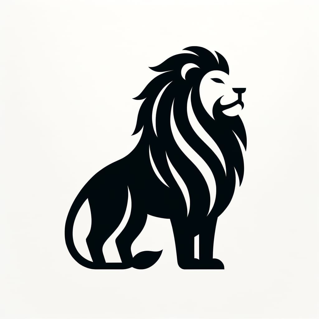 Minimalist Lion Silhouette Logo in Black and White