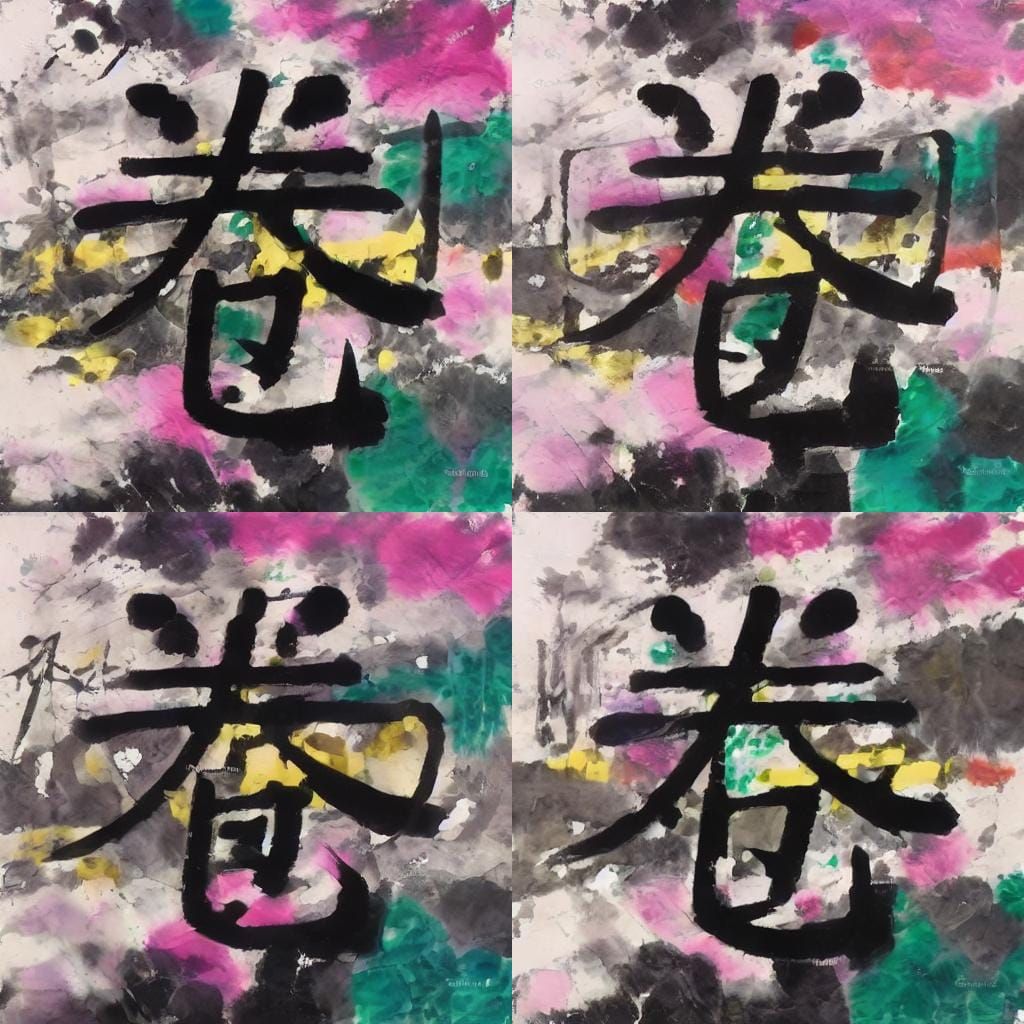 Colorful Abstract Calligraphy Painting with Background