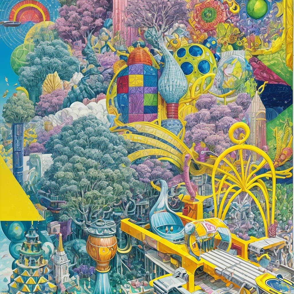Cyberutopian Surrealism: Intricate Modern Painting