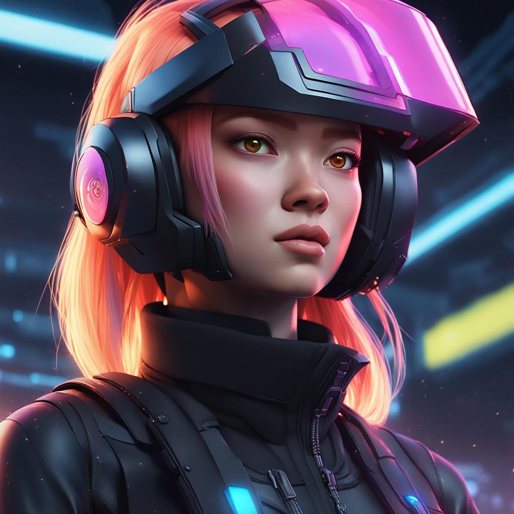 Anime Portrait of Amy Wong in Sleek Jumpsuit