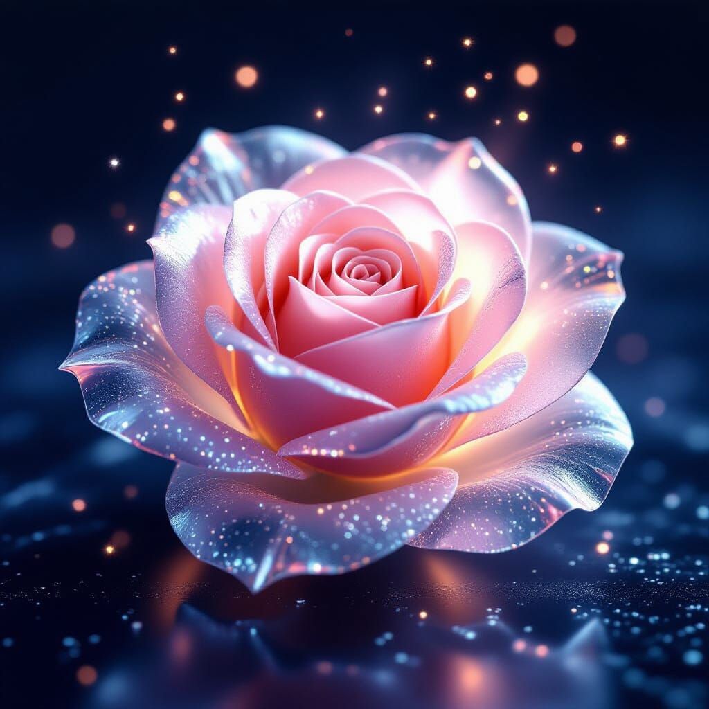 Exquisite Crystal Sugar Rose with Ethereal Glow
