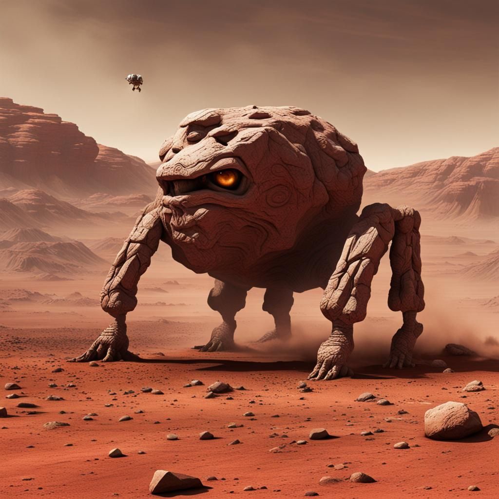 Rock Monster on Mars Landscape