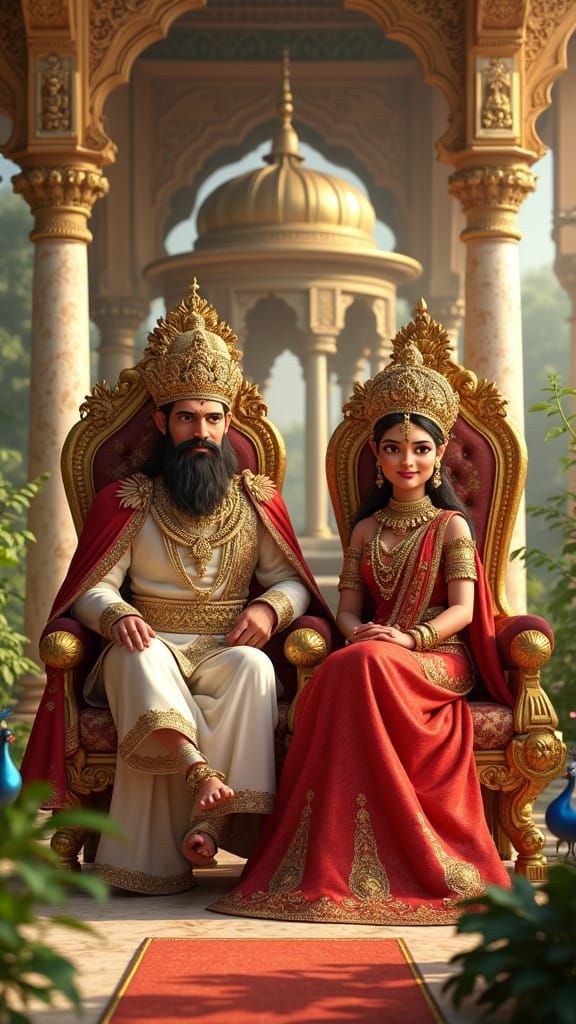 Indian Palace with King and Queen in 3D Render